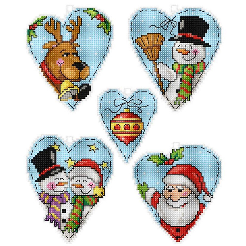 Counted cross stitch kit with plastic canvas "Hearts" set of 5 designs 7629 Image