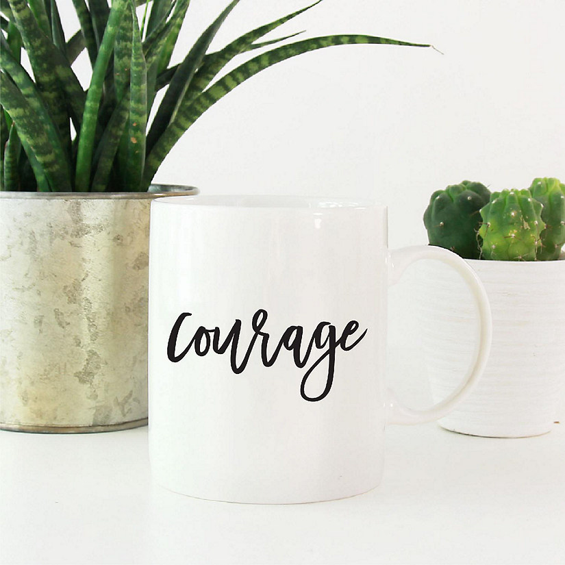 Courage Black Calligraphy Ceramic Mug Image