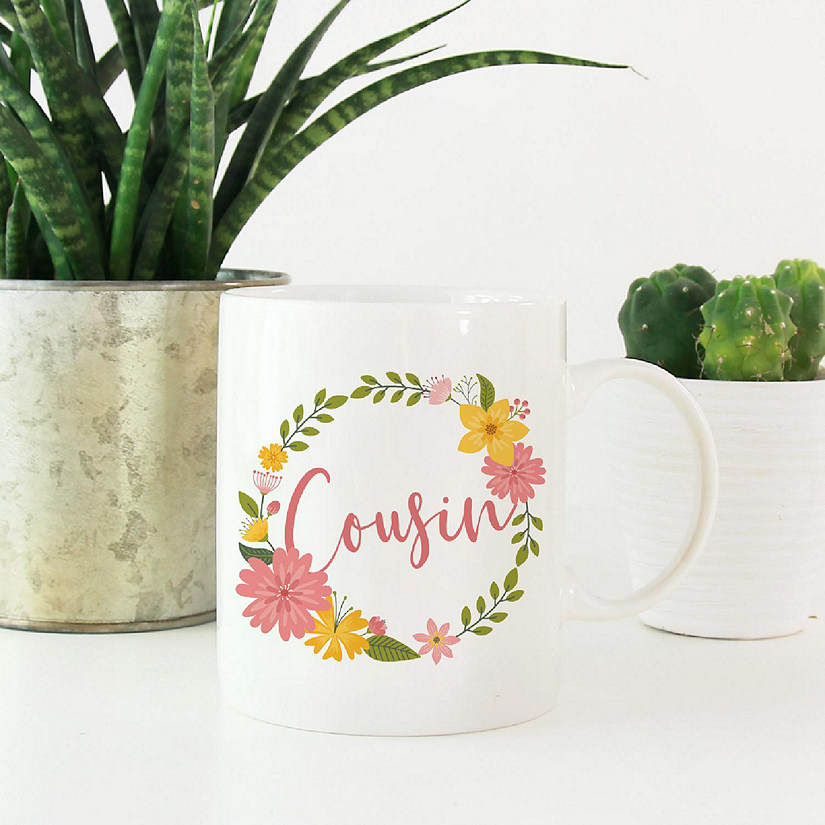 Cousin Floral Wreath Ceramic Mug Image