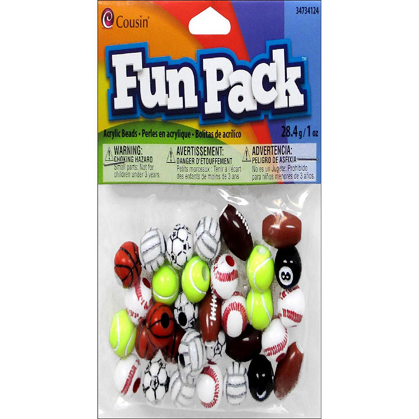 Cousin Fun Pack Acrylic Sports Beads 1Oz-Assorted Balls