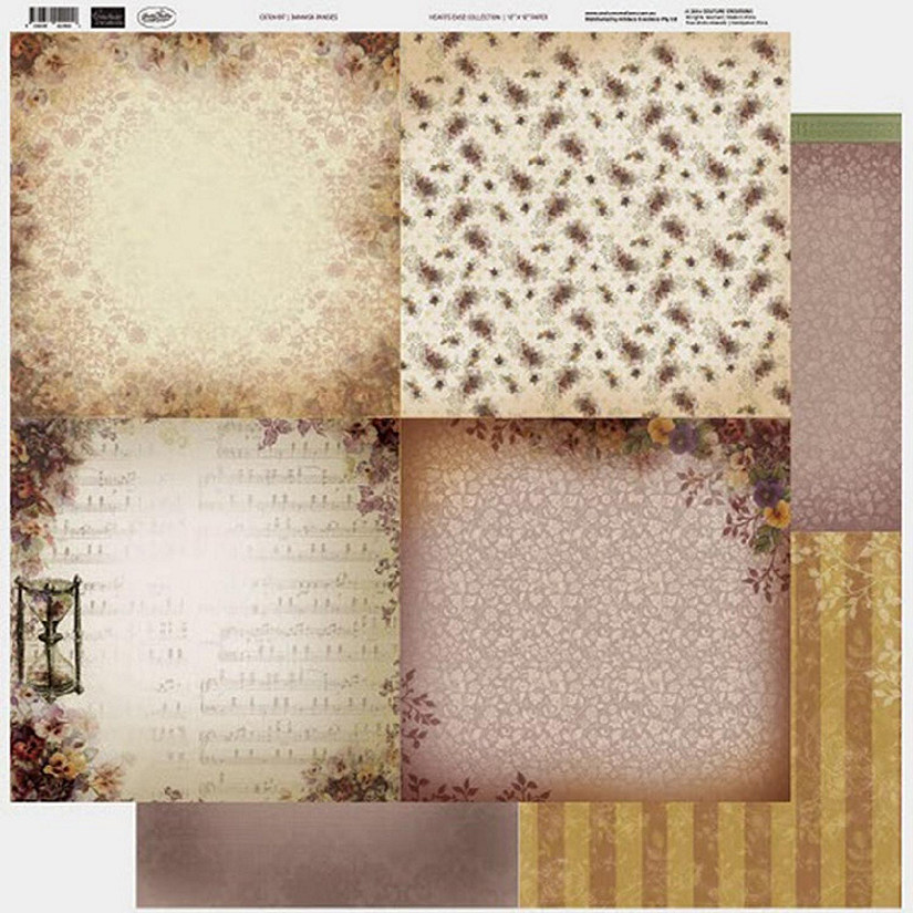 Couture Creations 12 x 12 Paper 5 sheets  Damask Pansies Image