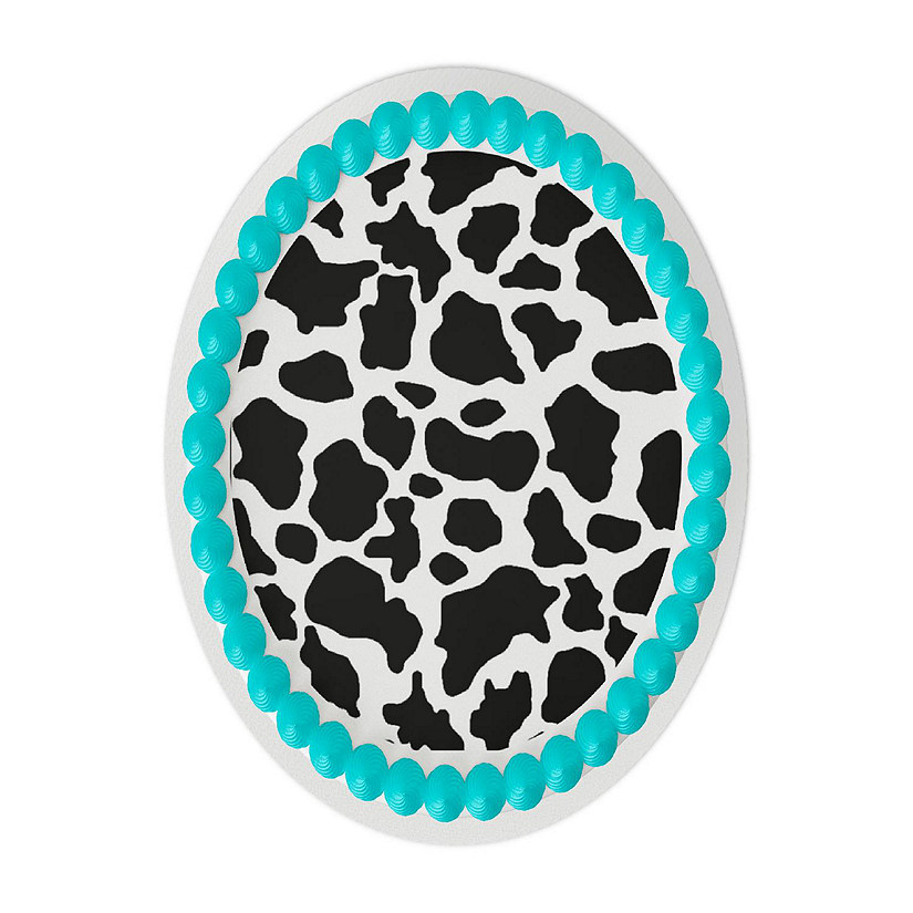 Cow Pattern 8" Round Edible Cake Topper Image