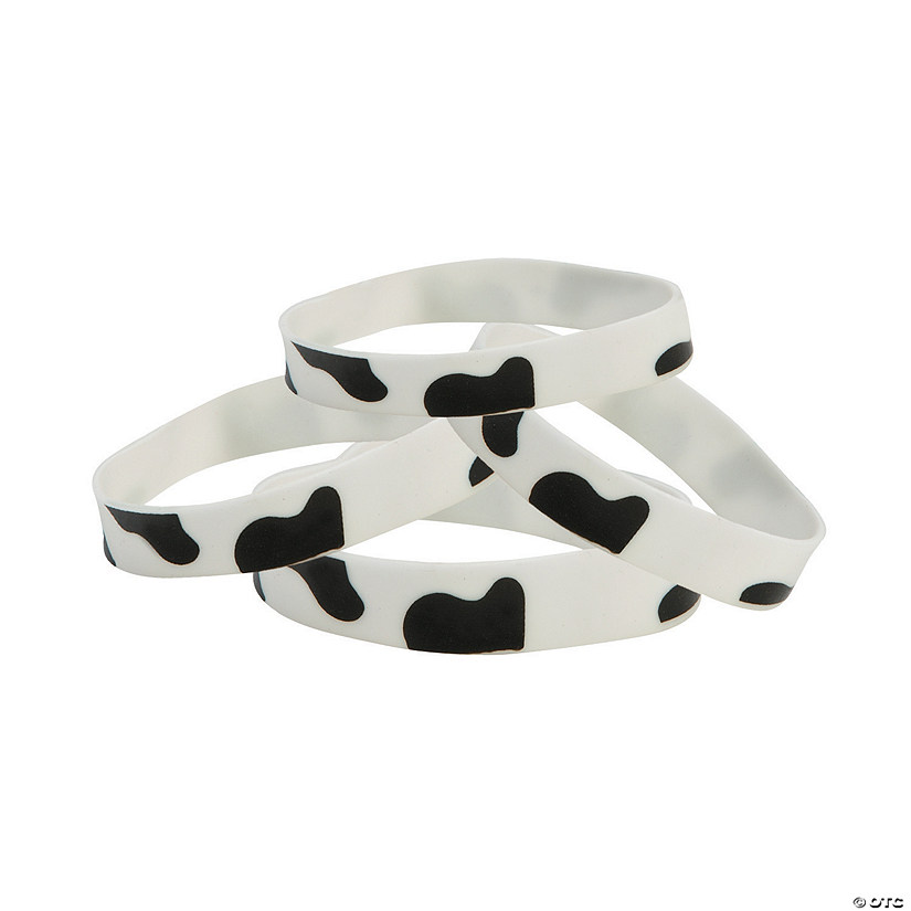 Cow Print Rubber Bracelets - 12 Pc. Image