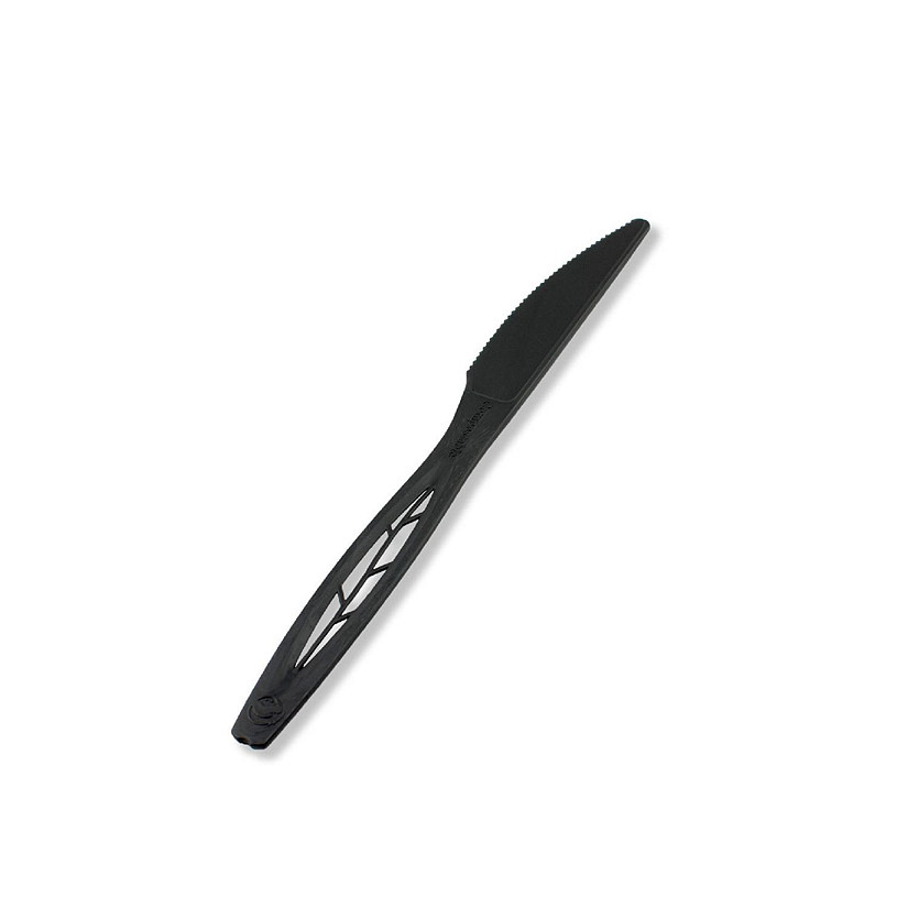 CPLA Compostable Heavy Weight 6.5" Knife, Black - Individually Wrapped - 750 Pieces Image
