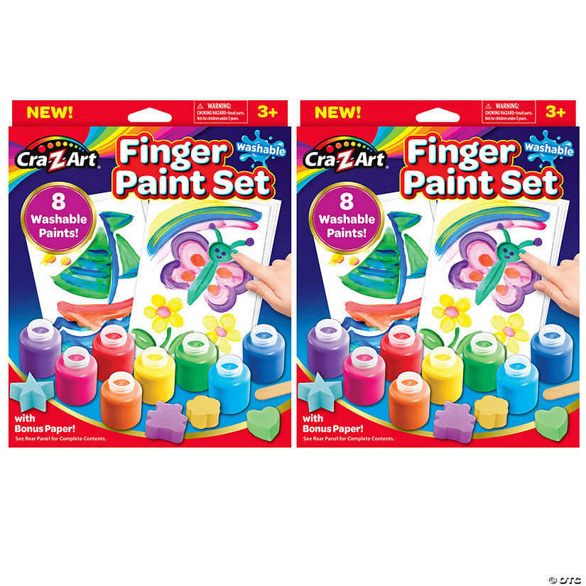 Cra-Z-Art Washable Finger Paints Set, 8 Colors Per Set, 2 Sets Image