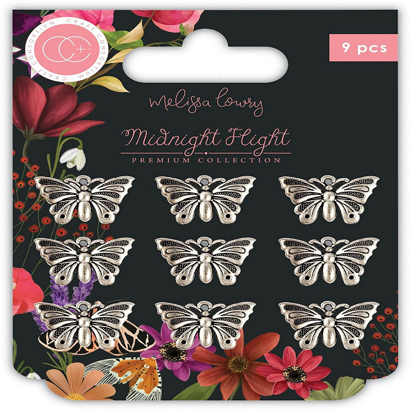 Craft Consortium Midnight Flight  Metal Charms  Moths Image