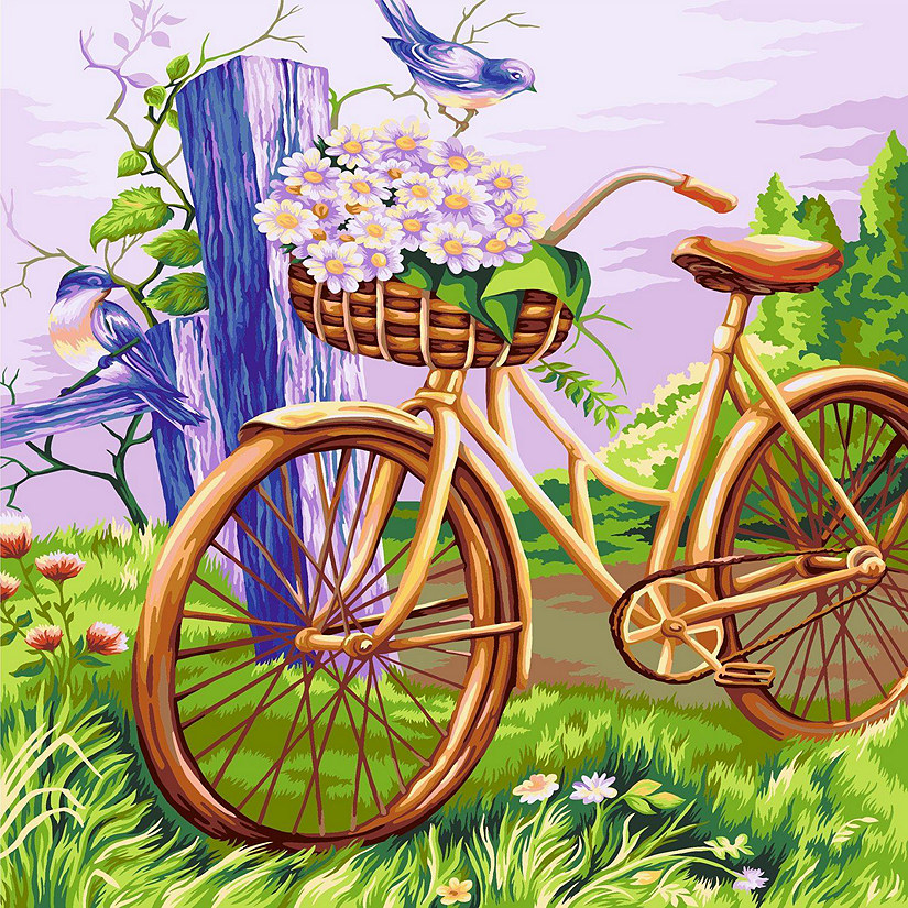 Crafting Spark - Painting by Numbers kit Crafting Spark Bicycle with Flowers E009 19.69 x 15.75 in Image