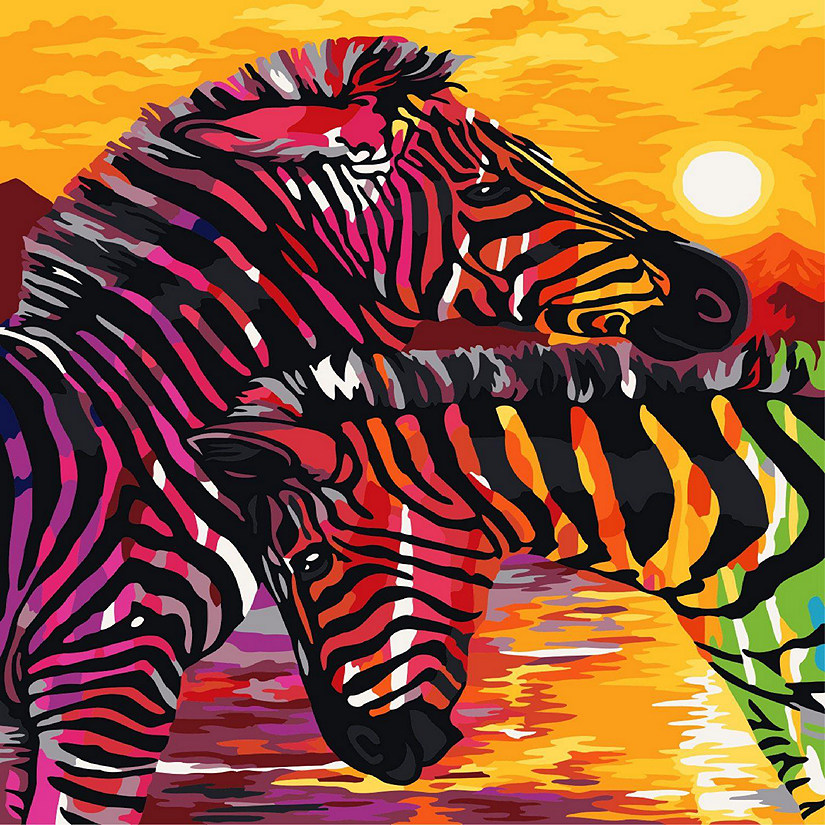 Crafting Spark - Painting by Numbers kit Crafting Spark Colorful Zebras H069 19.69 x 15.75 in Image