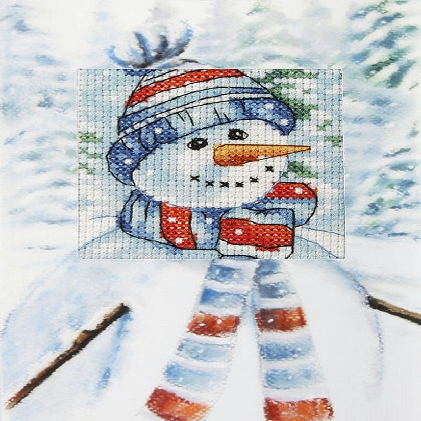 Crafting Spark (Wizardi) - Complete counted cross stitch kit - greetings card "Snowman" 6243 Image