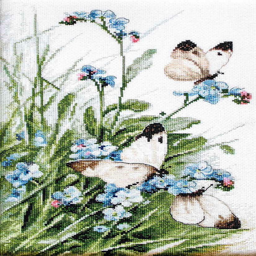 Crafting Spark (Wizardi) - Counted Cross Stitch Kit Butterflies and bluebird flowers Leti939 Image