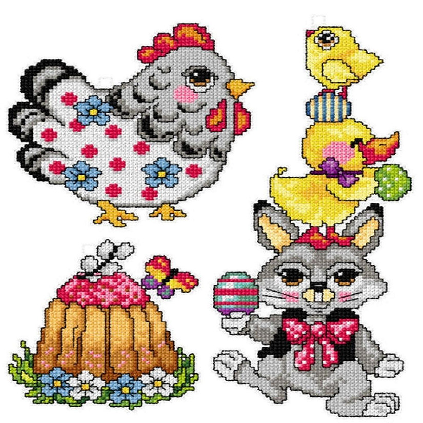 Crafting Spark (Wizardi) - Counted cross stitch kit with plastic canvas "Easter" set of 3 designs 7656 Image