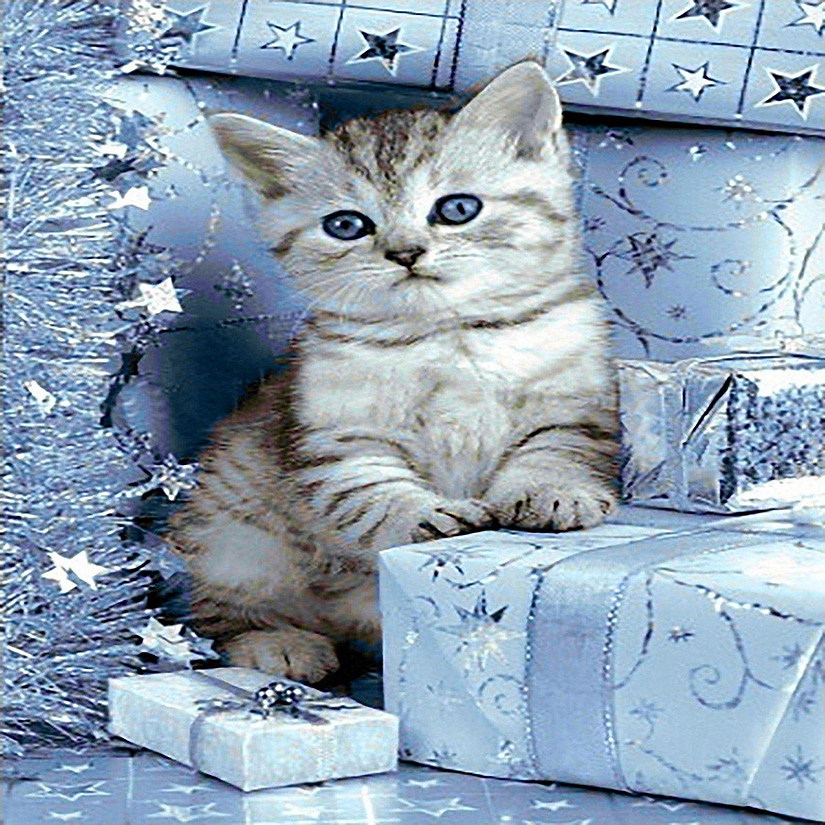 Crafting Spark (Wizardi) - Kitten and Christmas Presents WD2417 10.6 x 14.9 inches Wizardi Diamond Painting Kit Image