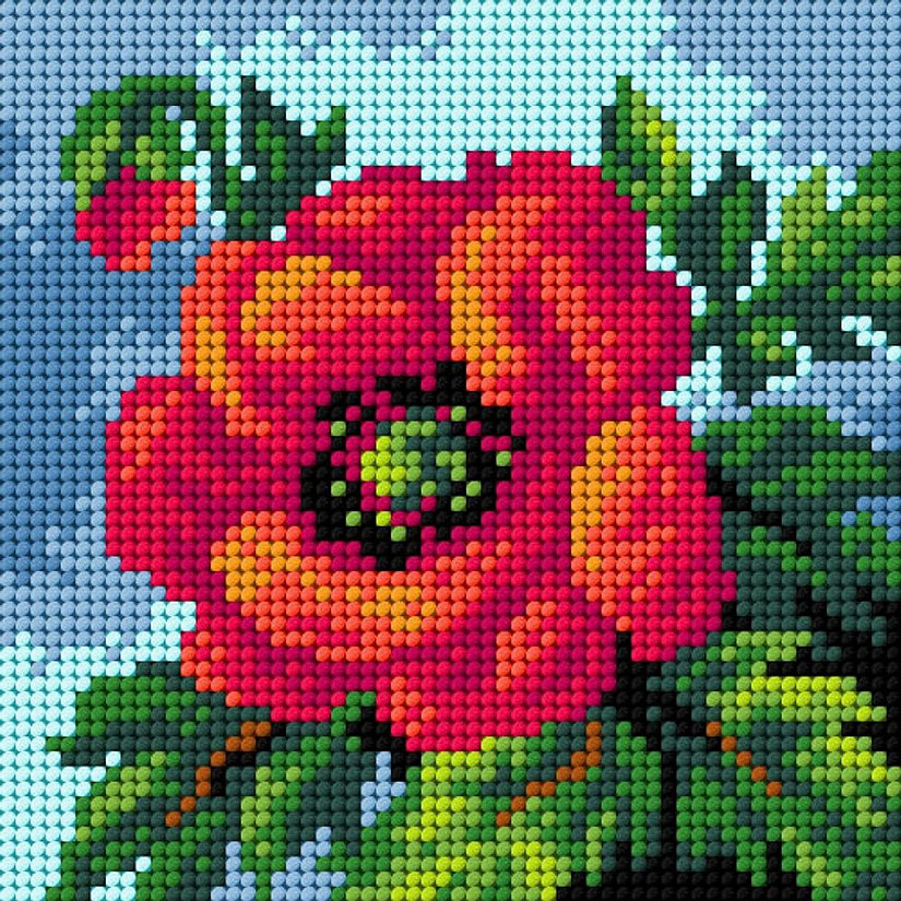 Crafting Spark (Wizardi) - Needlepoint canvas for halfstitch without yarn Poppy 2755D - Printed Tapestry Canvas Image