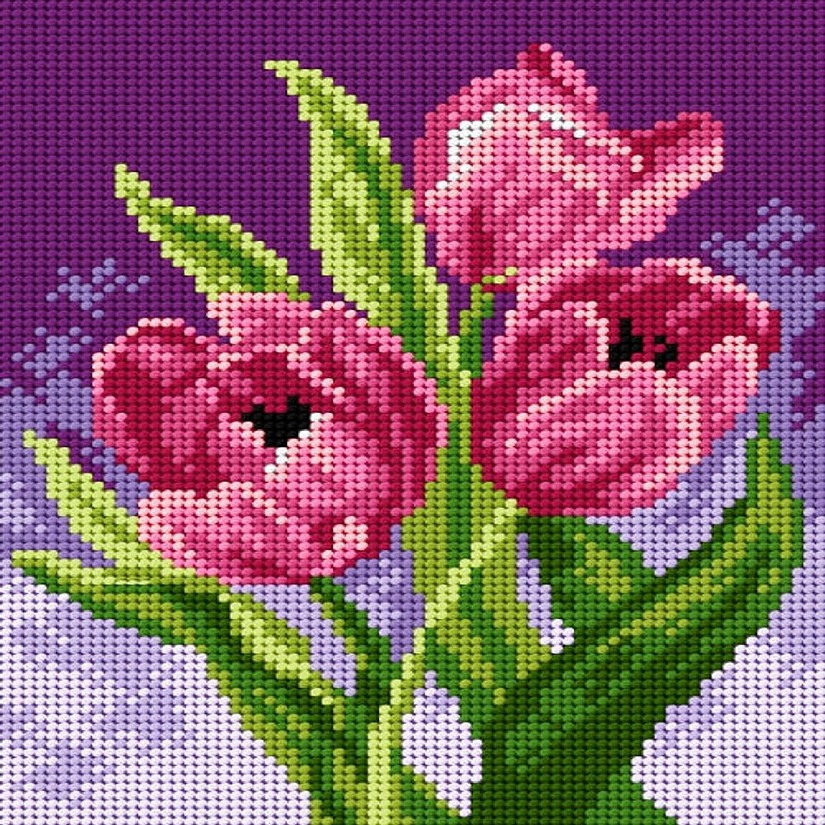 Crafting Spark (Wizardi) - Needlepoint canvas for halfstitch without yarn Tulip 2596F - Printed Tapestry Canvas Image
