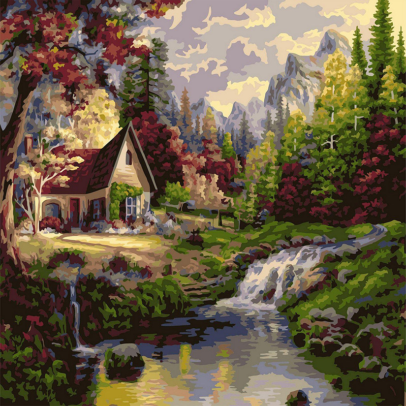 Crafting Spark (Wizardi) - Painting by Numbers kit Crafting Spark House near the Lake A147 19.69 x 15.75 in Image