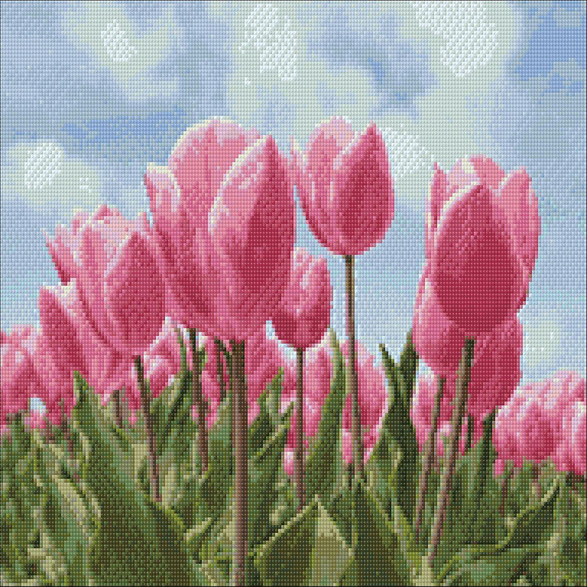 Crafting Spark (Wizardi) - Sky and Tulips WD2301 18.9 x 14.9 inches Wizardi Diamond Painting Kit Image