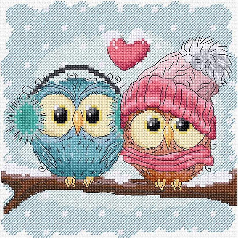 Crafting Spark (Wizardi) - Two Cute Owls B1400L Counted Cross-Stitch Kit Image