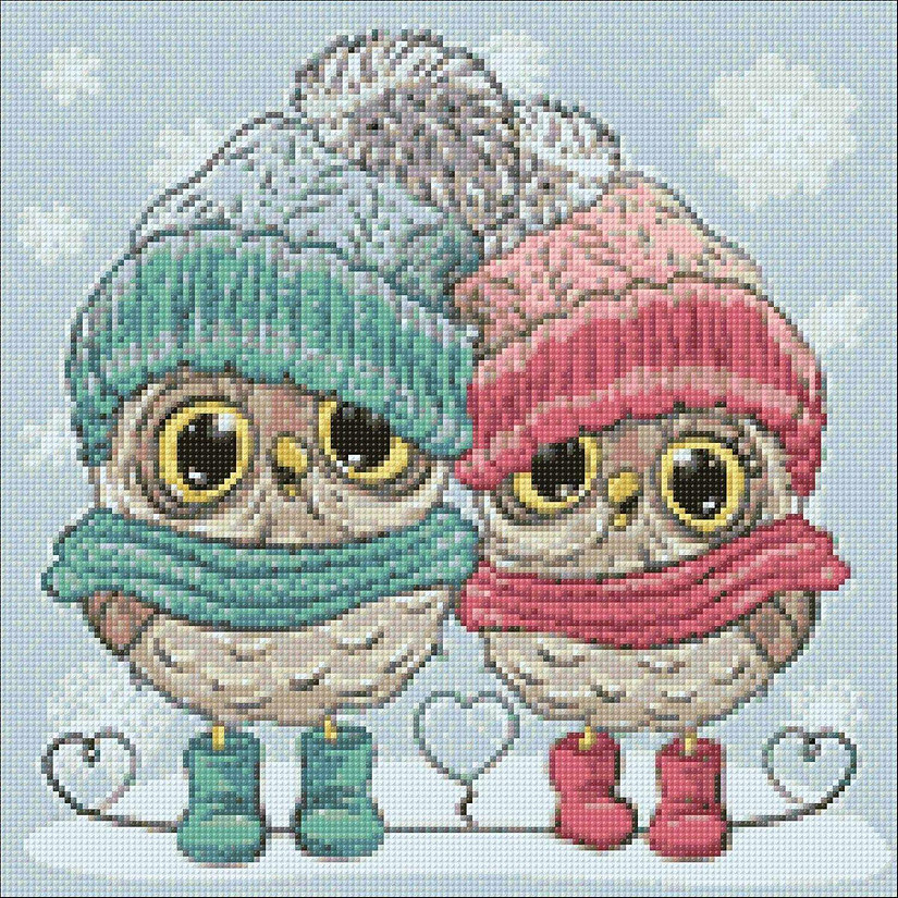 Crafting Spark (Wizardi) - Winter Owlets WD2338 14.9 x 14.9 inches Wizardi Diamond Painting Kit Image