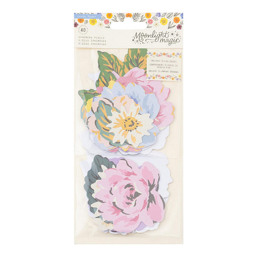Crate Paper Moonlight Magic Ephemera Die-Cuts 40/Pkg-Florals - Gold Foil Image