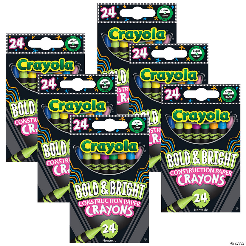 Crayola Bold & Bright Construction Paper Crayons, 24 Per Pack, 6 Packs Image