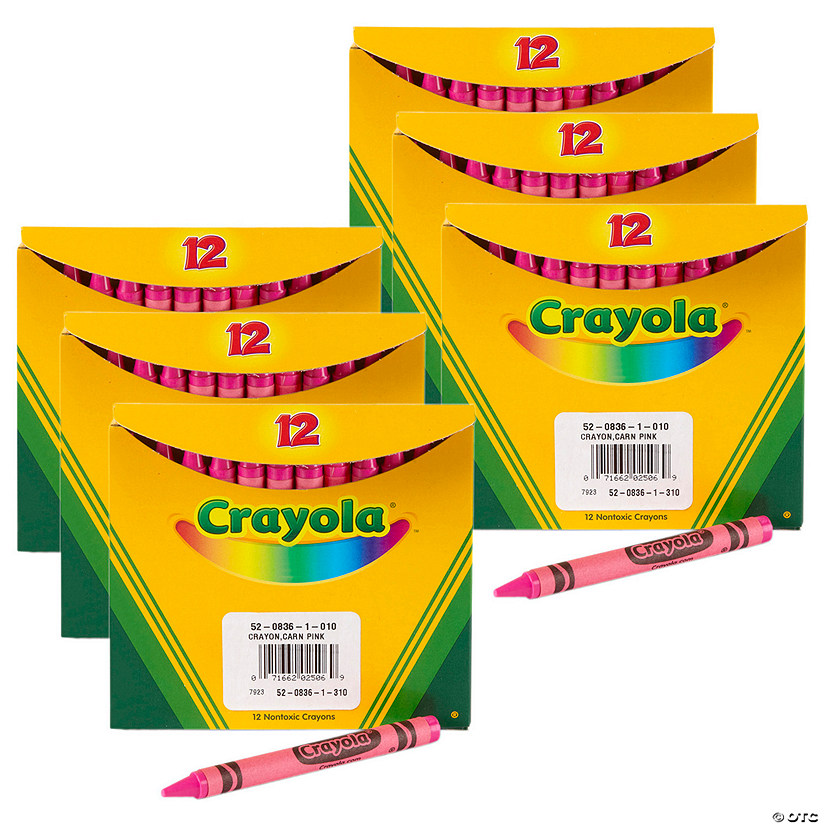 Crayola Bulk Crayons, Regular Size, Carnation Pink, 12 Per Pack, 6 Packs Image