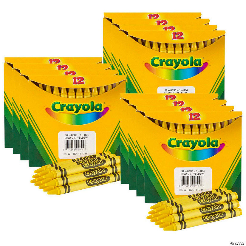 Crayola Bulk Crayons, Yellow, Regular Size, 12 Per Box, 12 Boxes Image