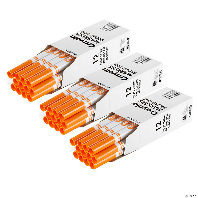 Crayola Bulk Markers, Conical Tip, Orange, 12 Per Pack, 3 Packs Image