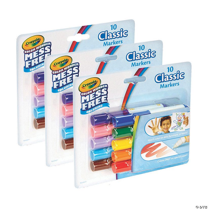 Crayola Color Wonder Mess Free Mini Markers, Classic Colors, 10 Per Pack, 3 Packs Image