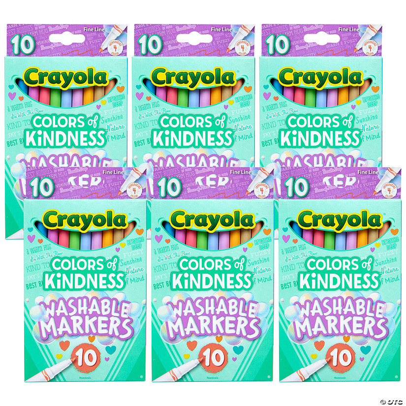 Crayola Colors of Kindness Fine Line Washable Markers, 10 Per Pack, 6 Packs Image