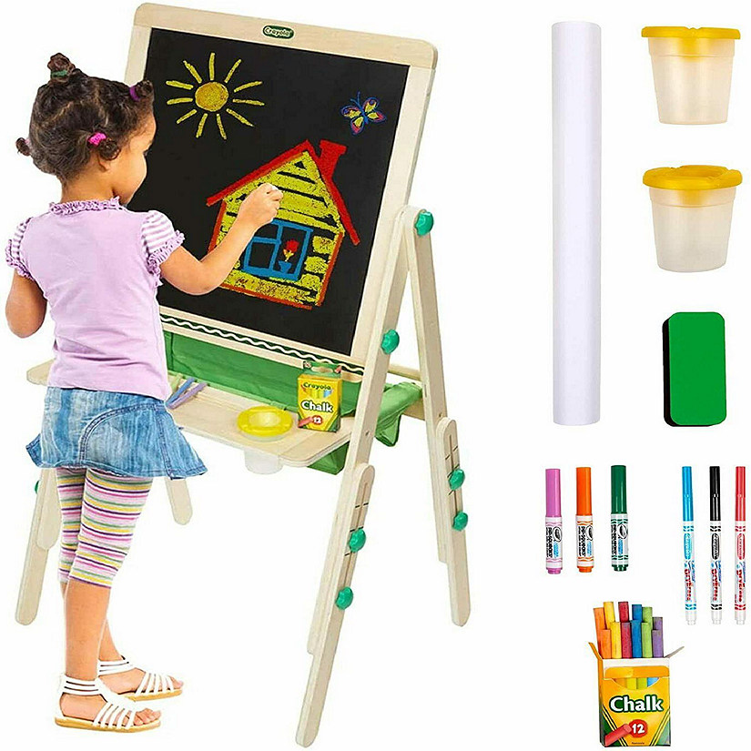 Deluxe Wooden Art Set Crafts Drawing Painting Kit With Easel and 2