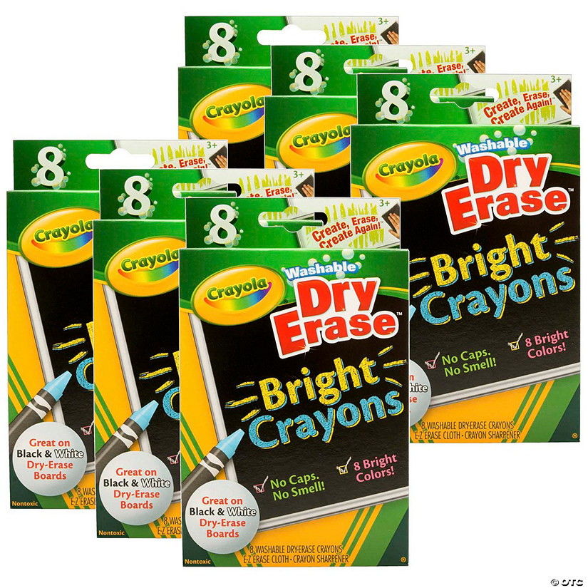 Crayola Dry Erase Washable Crayons, Bright Colors, 8 Per Pack, 6 Packs Image
