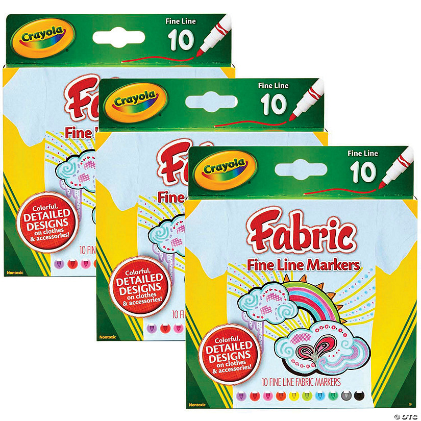 Crayola Fabric Markers, Fine Line, 10 Per Box, 3 Boxes Image
