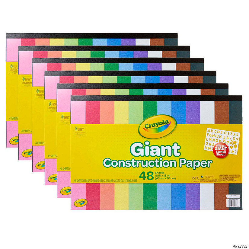 Crayola Giant Construction Paper Pad with Stencils, 48 Sheets, Pack of 6 Image