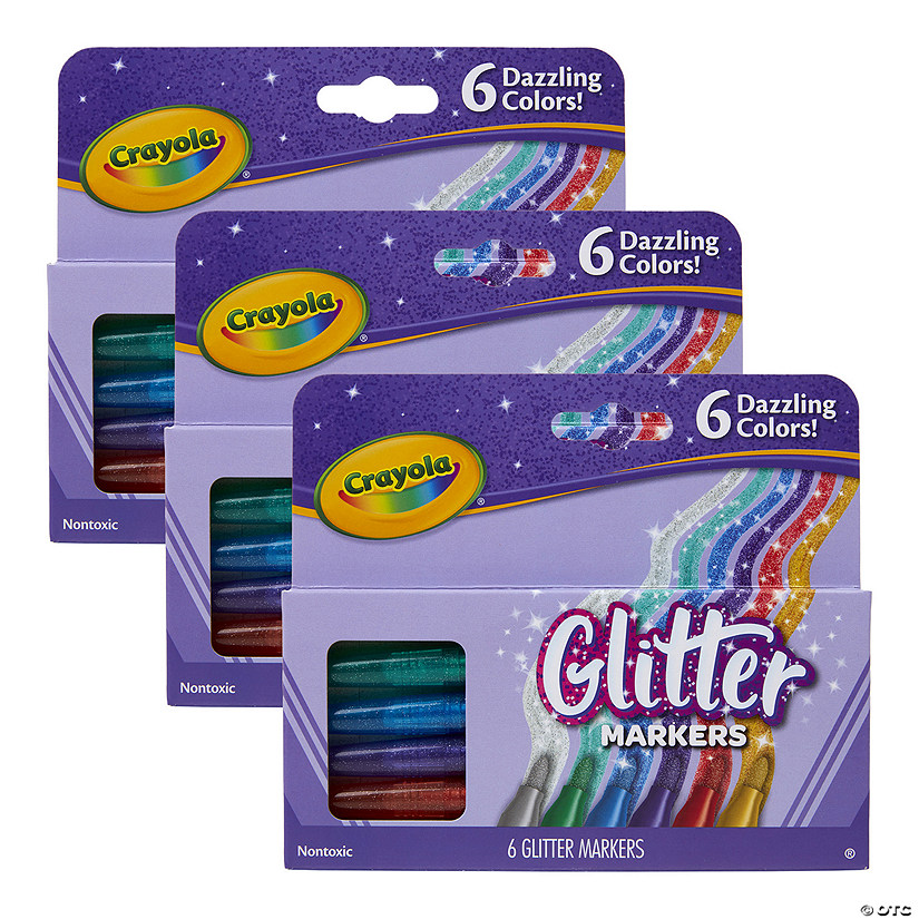 Crayola Glitter Markers, 6 Per Box, 3 Boxes Image