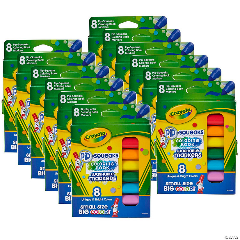 Crayola Pip Squeaks Washable Coloring Book Markers, 8 Per Pack, 12 Packs Image