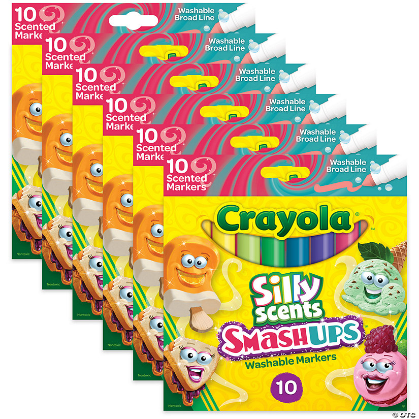 Crayola Silly Scents Smash Ups Broad Line Washable Scented Markers, 10 Per Pack, 6 Packs Image