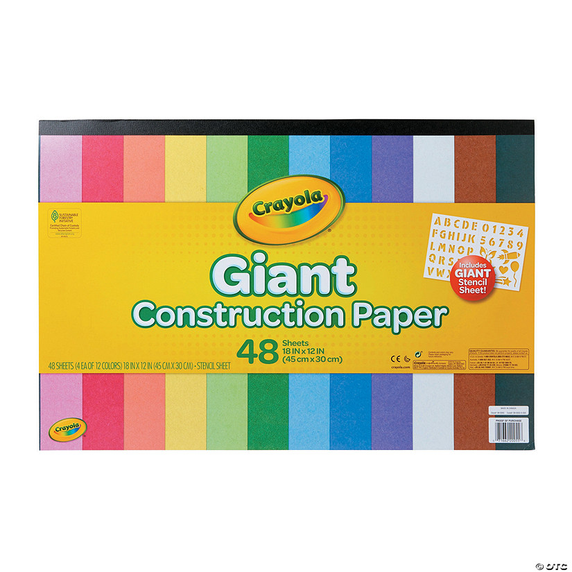 Crayola<sup>&#174;</sup> Assorted Colors 18" x 12" Giant Construction Paper Pad with Stencil Sheet - 48 Pc. Image