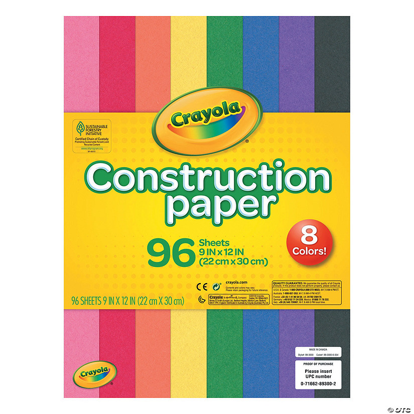 Crayola<sup>&#174;</sup> Assorted Colors 9" x 12" Construction Paper - 96 Sheets Image