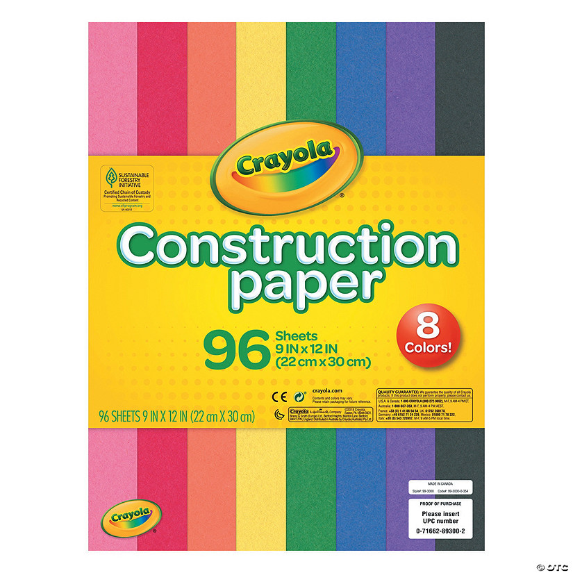 Crayola&lt;sup&gt;&amp;#174;&lt;/sup&gt; Assorted Colors 9&quot; x 12&quot; Construction Paper - 96 Sheets Image