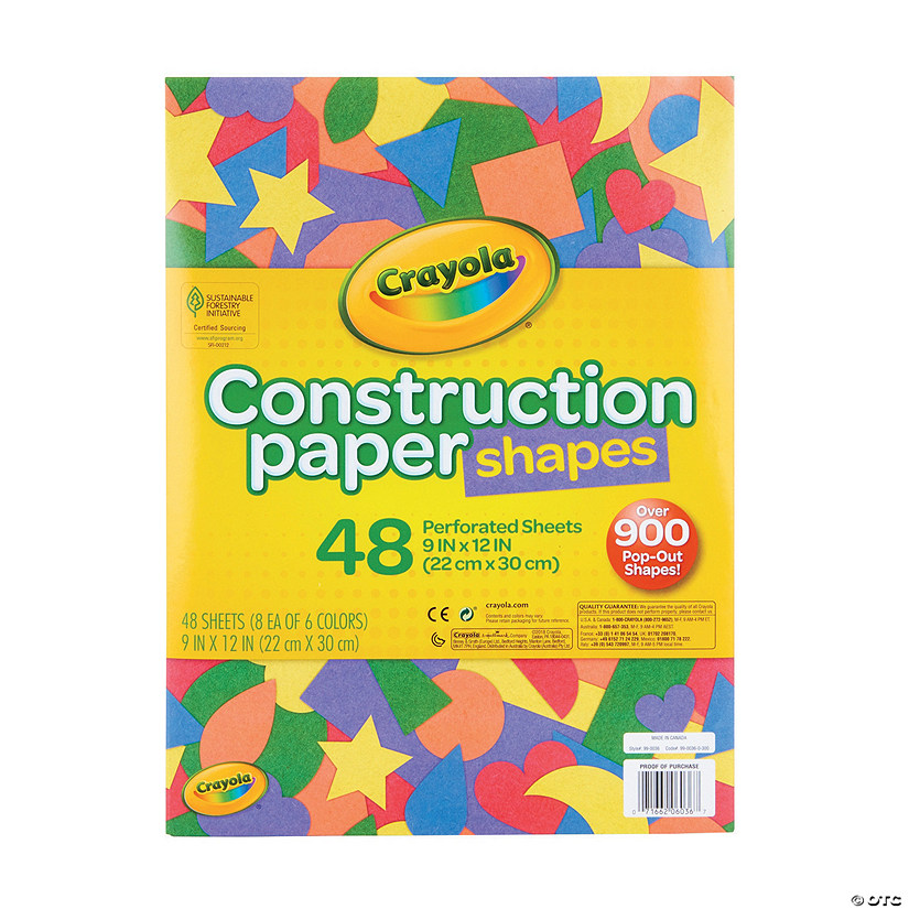 Crayola<sup>&#174;</sup> Assorted Colors 9" x 12" Construction Paper Shapes - 48 Pc. Image