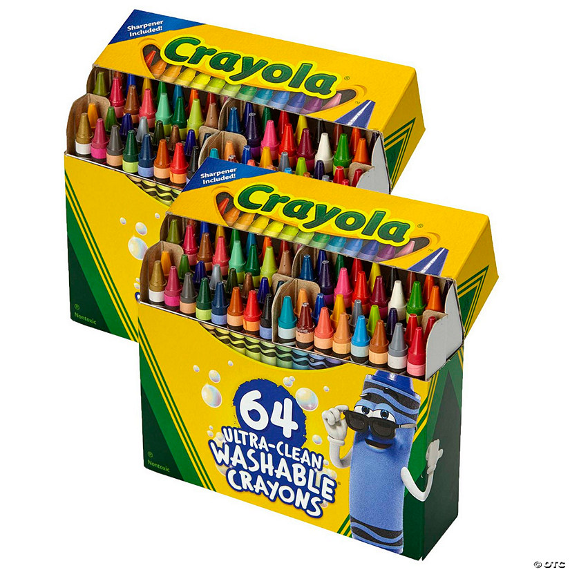 Crayola Ultra-Clean Washable Crayons, Regular Size, 64 Per Pack, 2 Packs