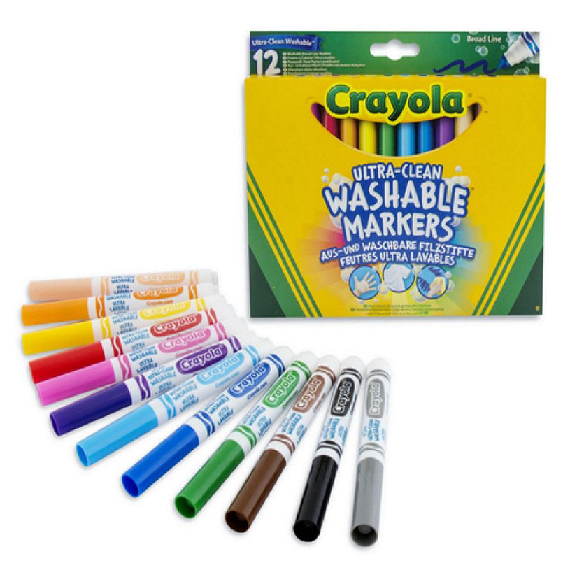 Crayola Ultra-Clean Thinline Washable Markers, 12/Set 