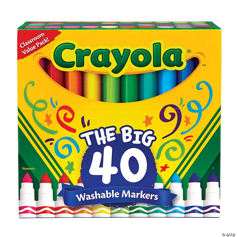 Crayola Washable Markers, Broad Line, Assorted Colors, Pack of 40 Image