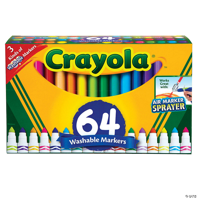 Crayola Washable Markers, Broad Line, Assorted Colors, Pack of 64 Image