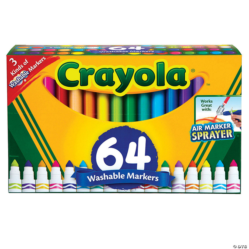 Crayola Washable Markers, Broad Line, Assorted Colors, Pack of 64