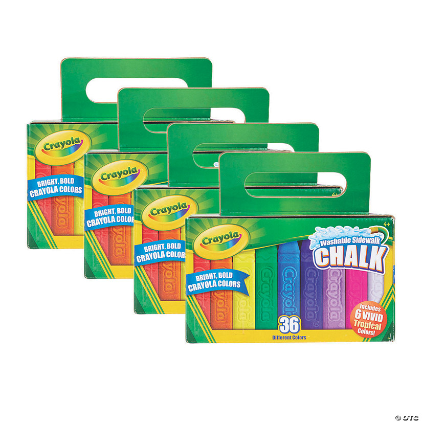 Crayola Washable Sidewalk Chalk, 36 Per Pack, 4 Packs