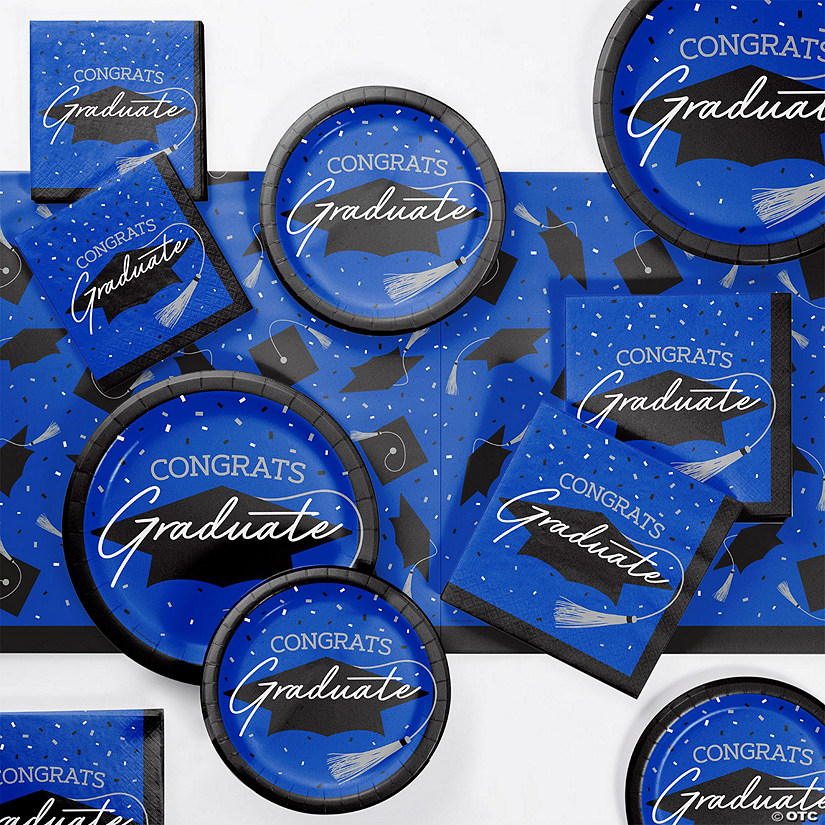 Creative Converting Blue Graduation Tableware Kit, Serves 18 Image