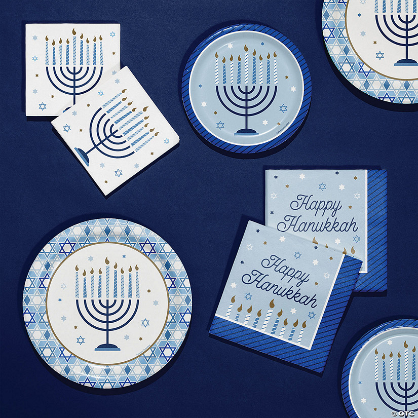 Creative Converting Blue Hanukkah Celebration Paper Party Supplies Kit, 48 Count Image