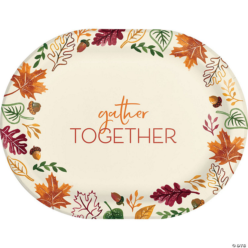 Creative Converting Fall Festivities Gather Together Oval Paper Dinner Plates, 24 ct Image