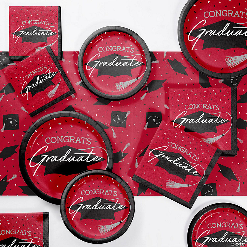 Creative Converting Red Graduation Tableware Kit, Serves 18 Image